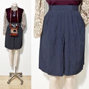 80’s Navy High Waisted Pleated Shorts ft. Tiny White Swirls | Vintage